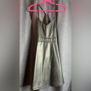 Faux Leather Open Back Dress